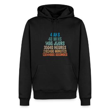 4 Ans Anniversaire - cadeau d'anniversaire - Sweat à capuche Premium bio Homme - noir - Devant - Nico (187cm)
