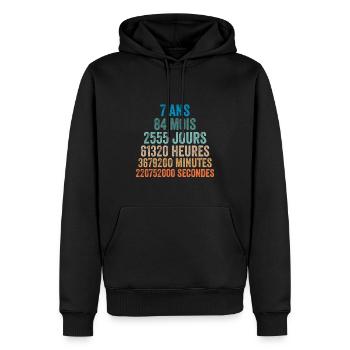 7 Ans Anniversaire - cadeau d'anniversaire - Sweat à capuche Premium bio Homme - noir - Devant - Nico (187cm)