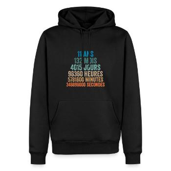 11 Ans Anniversaire - cadeau d'anniversaire - Sweat à capuche Premium bio Homme - noir - Devant - Nico (187cm)