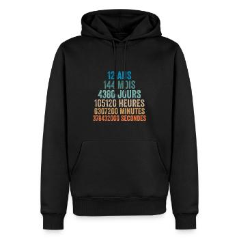 12 Ans Anniversaire - cadeau d'anniversaire - Sweat à capuche Premium bio Homme - noir - Devant - Nico (187cm)