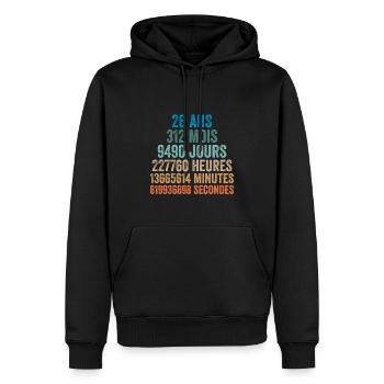 26 Ans Anniversaire - cadeau d'anniversaire - Sweat à capuche Premium bio Homme - noir - Devant - Nico (187cm)