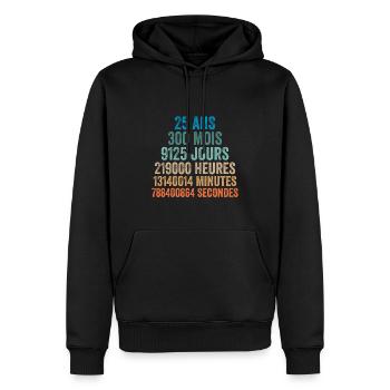 25 Ans Anniversaire - cadeau d'anniversaire - Sweat à capuche Premium bio Homme - noir - Devant - Nico (187cm)