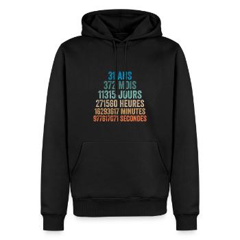 31 Ans Anniversaire - cadeau d'anniversaire - Sweat à capuche Premium bio Homme - noir - Devant - Nico (187cm)