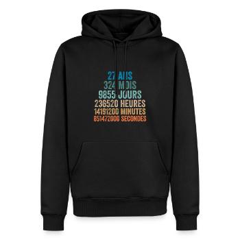27 Ans Anniversaire - cadeau d'anniversaire - Sweat à capuche Premium bio Homme - noir - Devant - Nico (187cm)
