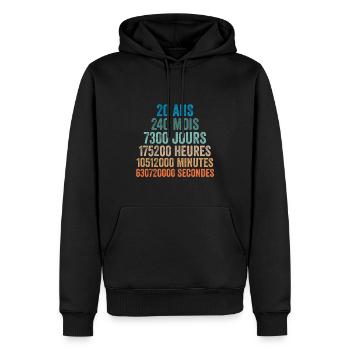 20 Ans Anniversaire - cadeau d'anniversaire - Sweat à capuche Premium bio Homme - noir - Devant - Nico (187cm)