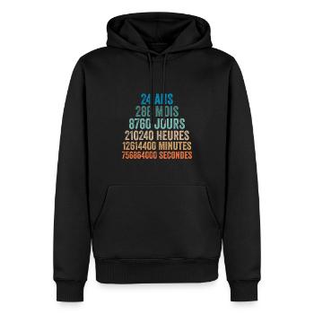 24 Ans Anniversaire - cadeau d'anniversaire - Sweat à capuche Premium bio Homme - noir - Devant - Nico (187cm)