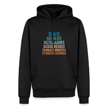39 Ans Anniversaire - cadeau d'anniversaire - Sweat à capuche Premium bio Homme - noir - Devant - Nico (187cm)