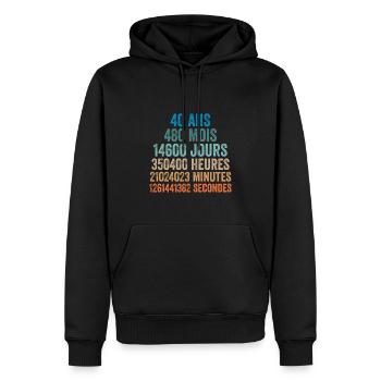 40 Ans Anniversaire - cadeau d'anniversaire - Sweat à capuche Premium bio Homme - noir - Devant - Nico (187cm)