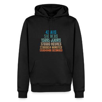 43 Ans Anniversaire - cadeau d'anniversaire - Sweat à capuche Premium bio Homme - noir - Devant - Nico (187cm)
