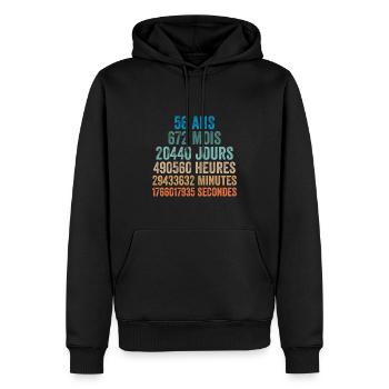 56 Ans Anniversaire - cadeau d'anniversaire - Sweat à capuche Premium bio Homme - noir - Devant - Nico (187cm)