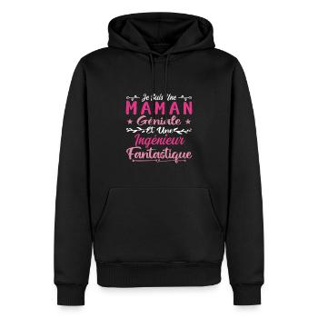 Une Maman Géniale Et Une Ingénieur Fantastique - Sweat à capuche Premium bio Homme - noir - Devant - Nico (187cm)
