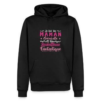 Une Maman Géniale Et Une Basketteuse Fantastique - Sweat à capuche Premium bio Homme - noir - Devant - Nico (187cm)