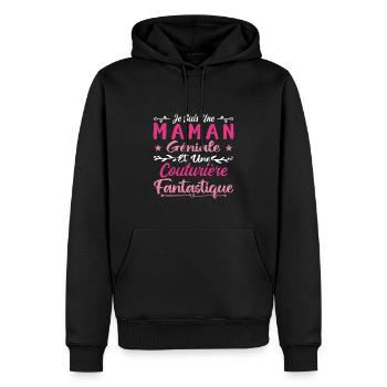 Une Maman Géniale Et Une Couturière Fantastique - Sweat à capuche Premium bio Homme - noir - Devant - Nico (187cm)