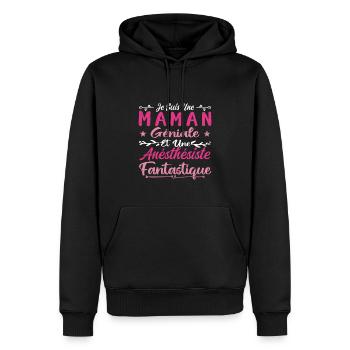 Une Maman Géniale Et Une Anésthésiste Fantastique - Sweat à capuche Premium bio Homme - noir - Devant - Nico (187cm)