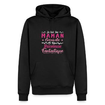 Une Maman Géniale Et Une Bricoleuse Fantastique - Sweat à capuche Premium bio Homme - noir - Devant - Nico (187cm)