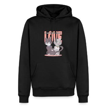C'est Chat L'amour - Sweat à capuche Premium bio Homme - noir - Devant - Nico (187cm)