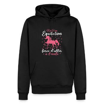 Née Pour équitation Force d'aller à l'école - Sweat à capuche Premium bio Homme - noir - Devant - Nico (187cm)