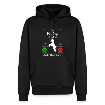 My Dog is calling - Sweat à capuche Premium bio Homme - noir - Devant - Nico (187cm)