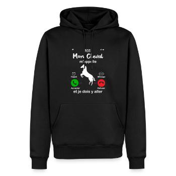 Mon Cheval M'appelle. Et Je Dois Y Aller - Sweat à capuche Premium bio Homme - noir - Devant - Nico (187cm)