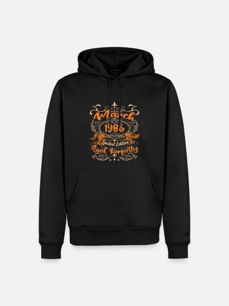 March 1986 | Aged Perfectly - Men’s Premium Organic Hoodie - black