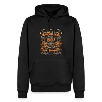 März 1987 | Perfekt gealtert - Männer Premium Bio Hoodie - Schwarz - Vorne - Nico (187cm)