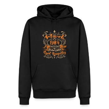 März 1984 | Perfekt gealtert - Männer Premium Bio Hoodie - Schwarz - Vorne - Nico (187cm)
