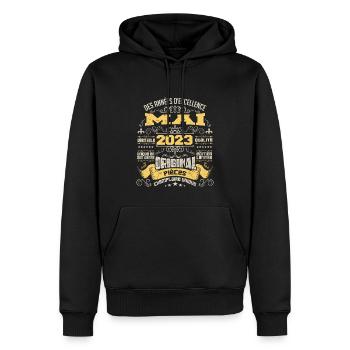 Anniversaire Vintage Né(e) en Mai 2023 - Sweat à capuche Premium bio Homme - noir - Devant - Nico (187cm)