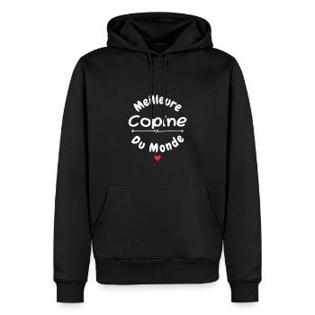 Meilleure Copine Du Monde - Sweat à capuche Premium bio Homme - noir - Devant - Nico (187cm)