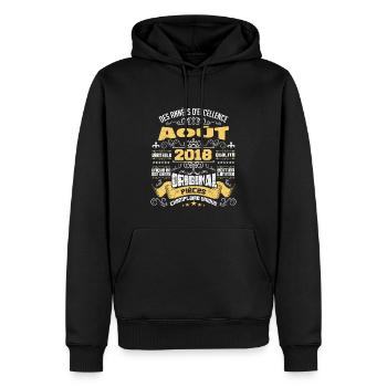 Les légendes sont nées en Août 2018 | vintage - Sweat à capuche Premium bio Homme - noir - Devant - Nico (187cm)