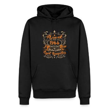 Birthday Vintage Gift Idea April 1966 - Men’s Premium Organic Hoodie - black - Front - Nico (187cm)