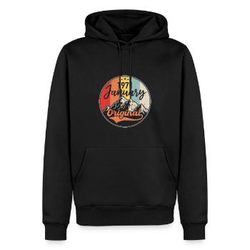 Die Legenden wurden im Januar 1971 geboren - Männer Premium Bio Hoodie - Schwarz - Vorne - Nico (187cm)