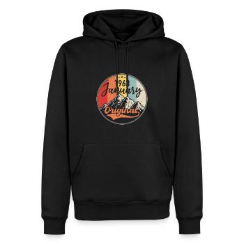 Les légendes sont nées en janvier 1963 - Sweat à capuche Premium bio Homme - noir - Devant - Nico (187cm)