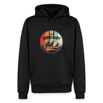 Vintage February 2016, Retro Gift - Men’s Premium Organic Hoodie - black - Front - Nico (187cm)