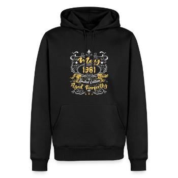 Mai 1981 - Vintage Cadeau d'anniversaire - 1981 - Sweat à capuche Premium bio Homme - noir - Devant - Nico (187cm)