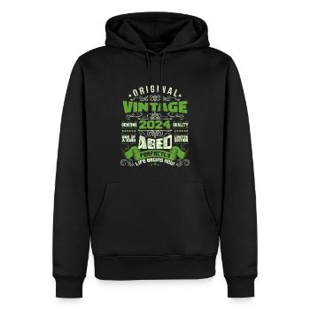 Anniversaire vintage 2024 - Rétro Cadeau - Sweat à capuche Premium bio Homme - noir - Devant - Nico (187cm)
