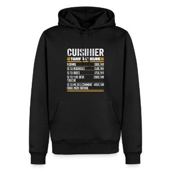 Cuisinier Idée Cadeau Humour pour Cuisinier - Sweat à capuche Premium bio Homme - noir - Devant - Nico (187cm)