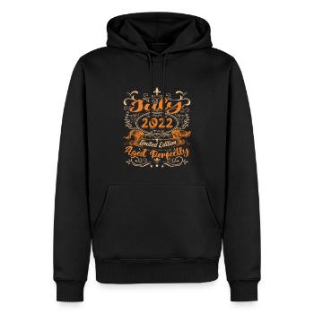 Juillet 2022 Anniversaire Idée Cadeau Vintage 2022 - Sweat à capuche Premium bio Homme - noir - Devant - Nico (187cm)