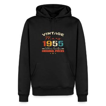 Mars 1955 anniversaire 1955 légendes Mars - Sweat à capuche Premium bio Homme - noir - Devant - Nico (187cm)