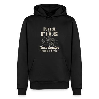 Papa Et Fils Une équipe Pour La Vie - Sweat à capuche Premium bio Homme - noir - Devant - Nico (187cm)