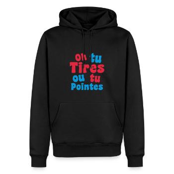 Cadeau pétanque tireur drole joueur pétanque fan - Sweat à capuche Premium bio Homme - noir - Devant - Nico (187cm)