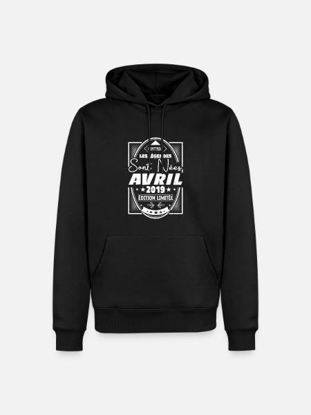 Avril 2019 - Sweat à capuche Premium bio Homme - noir