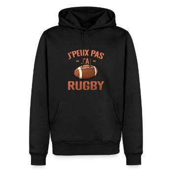 j'peux pas j'ai rugby | rugby - Sweat à capuche Premium bio Homme - noir - Devant - Nico (187cm)