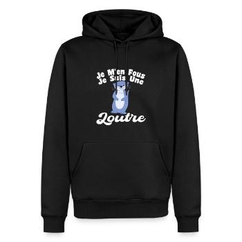 Je M'en Fous Je Suis Une Loutre - Sweat à capuche Premium bio Homme - noir - Devant - Nico (187cm)