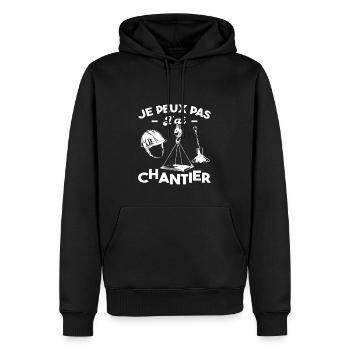 Je Peux Pas J'ai Chantier - Sweat à capuche Premium bio Homme - noir - Devant - Nico (187cm)