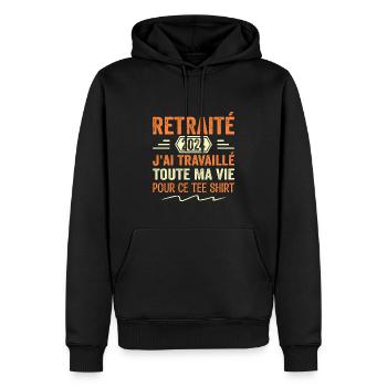 Retraité 2024 J'ai Travaillé Toute Ma Vie | Cadeau - Sweat à capuche Premium bio Homme - noir - Devant - Nico (187cm)