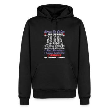 Noces de Coton - Sweat à capuche Premium bio Homme - noir - Devant - Nico (187cm)