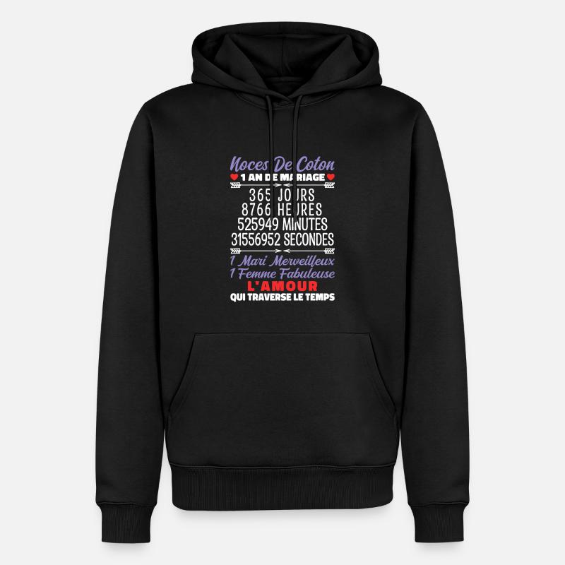 Noces de Coton - Sweat à capuche Premium bio Homme - noir