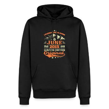Juin 2015 Anniversaire Né en 2015 Juin Cadeau - Sweat à capuche Premium bio Homme - noir - Devant - Nico (187cm)