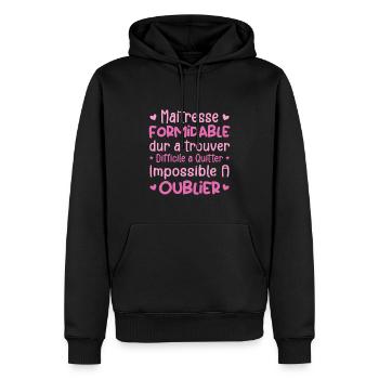 Maîtresse Formidable Cadeau Maîtresse D'école - Sweat à capuche Premium bio Homme - noir - Devant - Nico (187cm)