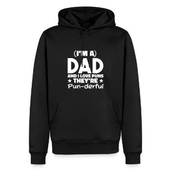 Ich liebe Wortspiele | Herren | Papas Witz - Männer Premium Bio Hoodie - Schwarz - Vorne - Nico (187cm)